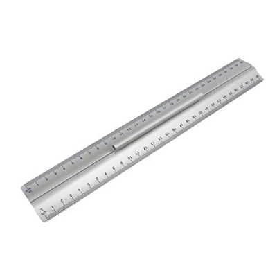 Obrázek WEDO 525235 Lineal aus Aluminium 30 cm mit Griff für Rechts und Linkshänder rutschsicherer Gummieinlage, Silber