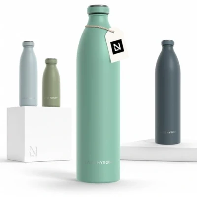 Obrázek LARS NYSØM láhev na pití z ušlechtilé oceli 350 ml, 500 750 1 l, 5 litrů Termoska vhodná pro sycené kyseliny vodu odolná proti vytečení sport, outdoor, do školy (Aqua