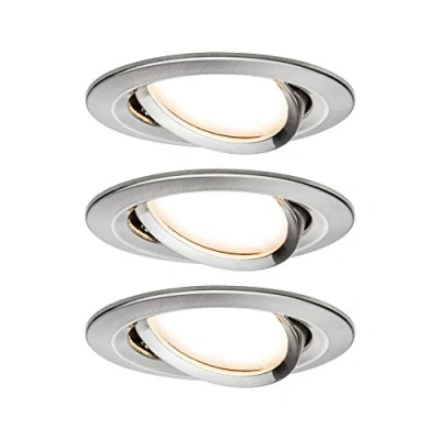 Obrázek Paulmann 93902 Nova Plus LED vestavné svítidlo vč. Coin jednotlivého svítidla výkyvné kulaté 84 mm 50 6 W 230 V stmívatelné 2700 K hliník otočné bodové světlo svítidlo, železo kartáčované