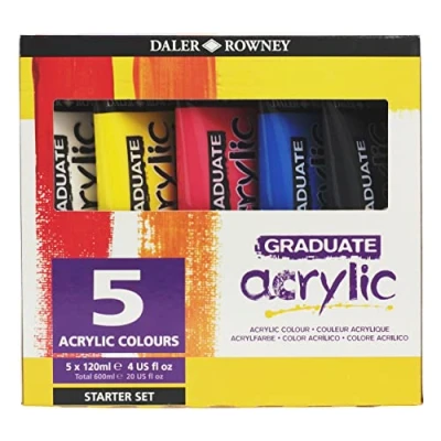 Obrázek Daler Rowney Graduate akryl, akrylová barva studentské kvality, startovací sada s 5 x 120 ml vícebarevná