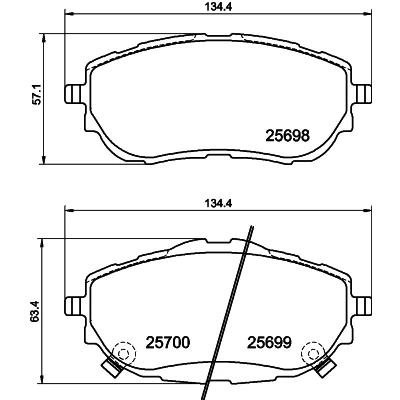 Obrázek HELLA PAGID brzdové destičky vpředu s akustickým varováním opotřebení čtyři v sadě T2243 pro mj. TOYOTA 8DB 355 020 281