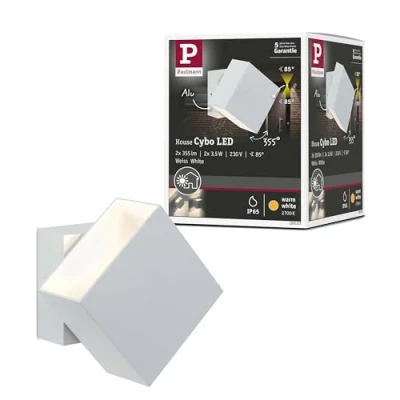 Obrázek Paulmann 18003 Nástěnné svítidlo Domácí stěna LED orientační světlo Cybo hranatá lampa 2 x 3 W bílá 100 mm venkovní IP65 odolné proti záření světelné akcenty