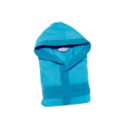 Obrázek Bademantel Damen und Herren, aus Mikrofaser, mit Kapuze, 170 Gr/Mq, Absorbierend, Komfortabel, Widerstandsfähig, Einfach zu Waschen Trocknen. Modell: Tecno Bicolor, XL, Azurblau.