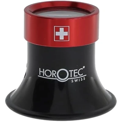 Obrázek KD89 Horotec 00.025 Uhrmacherlupe mit Schraubring aus Aluminium, Rot, leicht und robust, perfekte Verarbeitung, Schwarz , N1 Grossissement x10.5