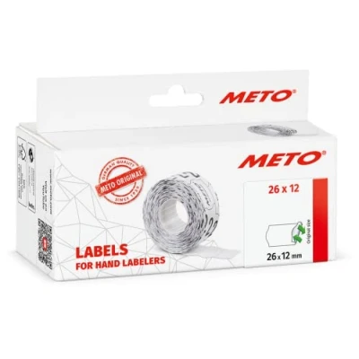 Obrázek Meto Štítky pro cenové štítky (26 x 12 mm, 1řádkové, 6 000 kusů, bílé, znovu odstranitelné, meto, Hutner, Avery, Contact, Sato, Tovel atd.)