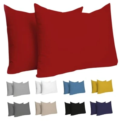 Obrázek povlak na polštář 40 x 60 cm (sada 2) 100% žerzejová bavlna 150 g/m² červený pro polštáře odolný a hypoalergenní Dreamzie