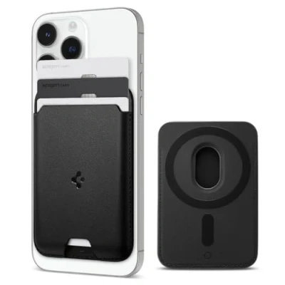 Obrázek Spigen Valentinus MagFit magnetický držák na karty se 3 kartami kompatibilní s iPhone 16/15/14/13/12 Modely Magsafe Wallet černý
