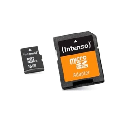Obrázek Intenso Micro SDHC 16GB Class, paměťová karta včetně adaptéru SD černá