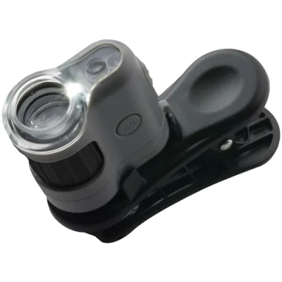 Obrázek Carson MM 380 MicroMini HookUpz výkonný 20x kapesní mikroskop s LED osvětlením UV a svítilnou klipem na smartphone