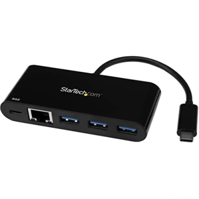 Obrázek StarTech.com 3 porty USB 3. 0 hub s gigabitovým ethernetem a napájením typ C rozbočovač GbE PD 2.0
