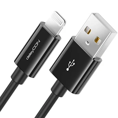 Obrázek deleyCON 1m Lightning 8 Pin USB nabíjecí kabel datový MFi certifikovaný Pro Apple iPhone 14 Max Plus SE 13 Mini 12 černý
