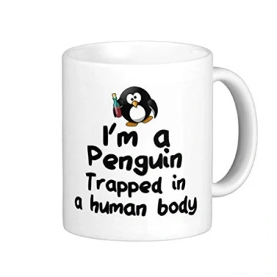 Obrázek Acen keramický hrnek s anglickým nápisem &quot;I&#039;m a Penguin Trapped in Human Body&quot;, 325 ml