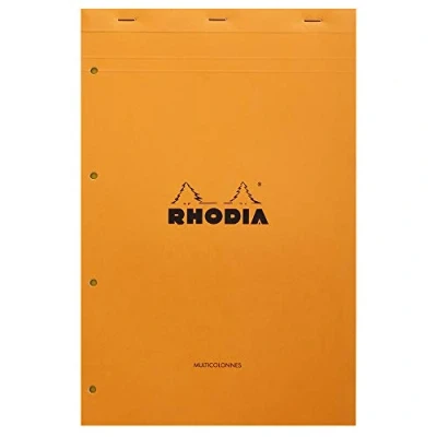 Obrázek Rhodia Poznámkový blok 119700C (sešitý, DIN A4+, 21 x 31,8 cm, linkovaný s okrajem, 80 listů, žlutý papír, g) 1 kus, oranžový