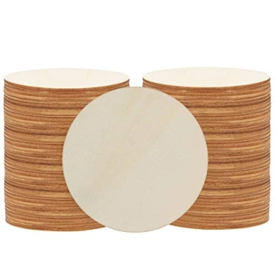 Obrázek Belle Vous 50er Pack Runde Holzscheiben zum Basteln Baumscheibe 7,6 cm Durchmesser 3 mm Dick Natürliche Holzplättchen rund Ausschnitte für Kunst, Schild Plaque, Ornamente oder als Deko