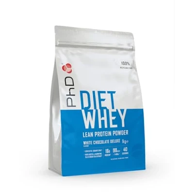 Obrázek PhD Nutrition Diet Whey Protein prášek 1 kg bílá čokoláda Deluxe, nízkokalorický vysokoproteinový proteinový pro dietu Podpora 16 g bílkovin v jedné porci