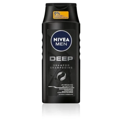 Obrázek NIVEA MEN Deep šampon pro muže, proti mastným vlasům s aktivním uhlím, revitalizující dlouhotrvající pocit svěžesti, veganský vlasový hloubkové čištění (250 ml)