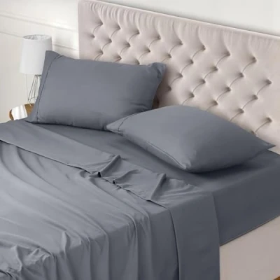 Obrázek Utopia Bedding 4dílná sada prostěradel 180 x 200 cm, šedá polyesterové mikrovlákno, 1 napínací prostěradlo 270 290 cm a 2 povlaky na polštář 50 75