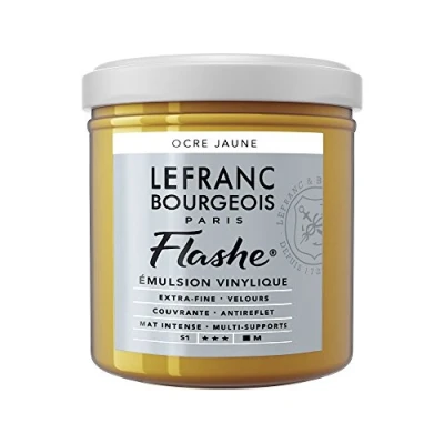 Obrázek Lefranc Bourgeois 300653 Flashe akrylová barva a vinylová barva, vysoce pigmentované, elastické, stálé na světle, odolné proti stárnutí, matná, pro vnitřní i venkovní použití, květináč 125 ml žlutý