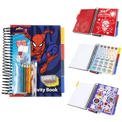 Obrázek Marvel Kniha s více než 1000 nálepkami, šablonami, omalovávacími listy a pastelkami zboží pro fanoušky chlapce (vícebarevná Spiderman)