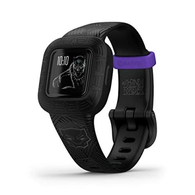 Obrázek Garmin vívofit jr. 3 Marvel Black Panther wasserdichter, digitaler Aktivitätstracker für Kinder ab 4 Jahren, Schrittzähler, großes 1,4 cm Display, Notfallkontakt, bis 1 Jahr Batterielaufzeit, Quiz