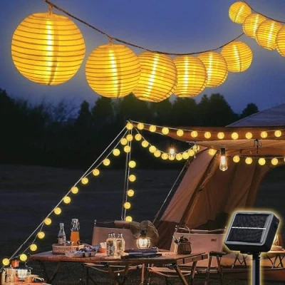 Obrázek SALCAR solární světelný řetěz Lampion venkovní, 5 m 20 LED Camping lampiony venkovní odolné proti povětrnostním vlivům, 8 režimů lucerny na zahradu, balkon, dvůr,