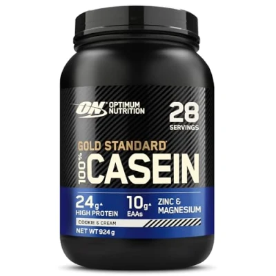 Obrázek Optimum Nutrition Gold Standard 100% kasein pomalé odbourávání proteinového prášku se zinkem, hořčíkem a aminokyselinami, podporuje růst svalů opravy přes noc, sušenky krém, 28 porcí, 924 g