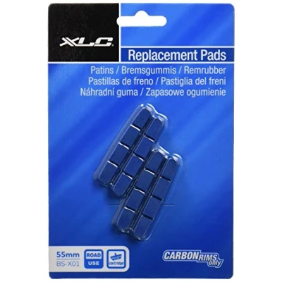 Obrázek XLC Unisex dospělé brzdové boty náhradní destičky BS X01 4dílná sada 55 mm pro karbonové ráfky, černé, jedna velikost