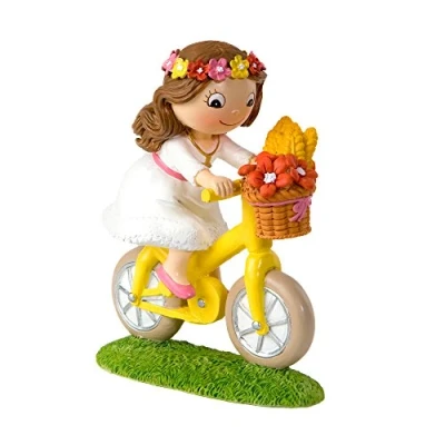 Obrázek Mopec Figur Kuchen Mädchen Fahrrad, Polyresin, weiß, 4.5 x 13.7 16 cm