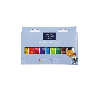 Obrázek Lefranc &amp; Bourgeois 807492 školní barvy kvaš v tubách 10 ml, připravená k použití, vysoká krycí síla, intenzivní svítivost, vydatnost (10 kusů)
