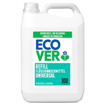 Obrázek Ecover prací prostředek Univerzální ibišek a jasmín (5l/100 pracích dávek), tekutý s přísadami na bázi rostlin, pečující kompletní pro zachování ochranu oděvů