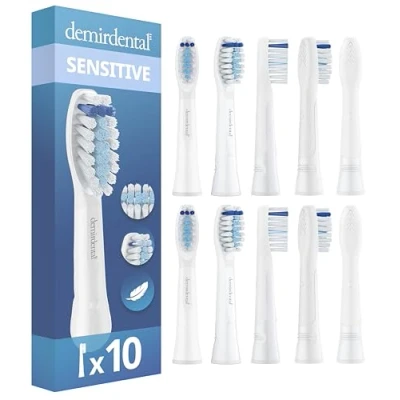 Obrázek Sensitive nasazovací kartáčky od demirdental pro Oral B Pulsonic, měkké náhradní kartáčky, také Slim One Clean Luxe, 10 kusů