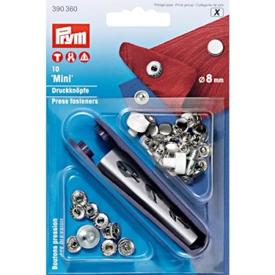 Obrázek Prym 390360 patentka bez šití mini mosaz 8 mm stříbrná, kov