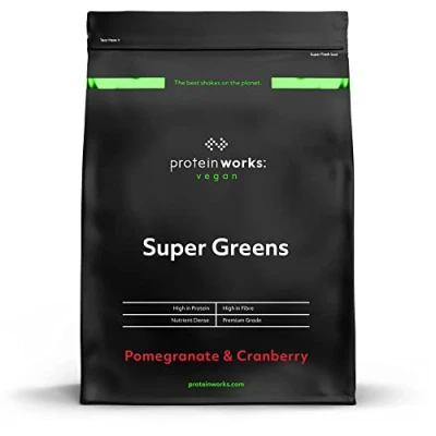 Obrázek Super Greens / GRANATAPFEL &amp; CRANBERRY von THE PROTEIN WORKS 500g Dieser superstarke Shake ist deine grüne Vitaminbombe.