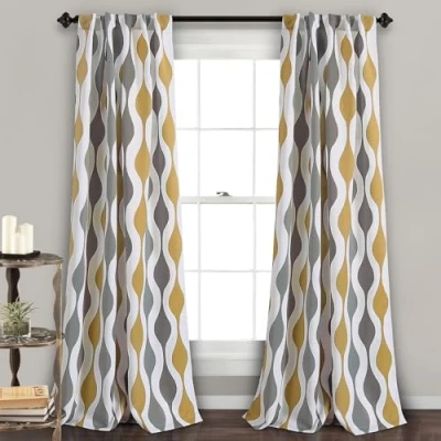 Obrázek Lush Decor Mid Century zatemňovací závěs, 213,4 x 132,1 cm, zlatá a šedá