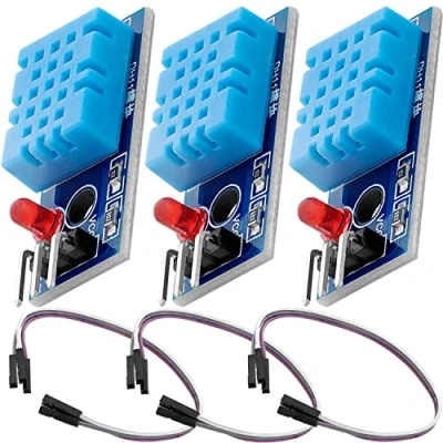 Obrázek AZDelivery 3x Breakout modul DHT11 s deskou a kabelem, snímač teploty vlhkosti vzduchu, kompatibilní Arduino Raspberry Pi včetně e Book!