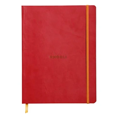 Obrázek Rhodia 117563C poznámkový sešit Rhodiarama s měkkou obálkou, dot grid, 80 listů, 90 g papír v barvě slonovinové kosti, 190 x 250 mm, záložka, vnitřní kapsa,1 kus, mohnově červená