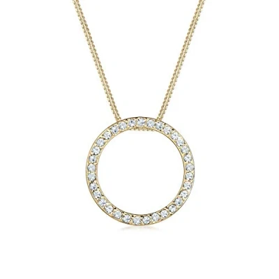 Obrázek Řetízek na krk Elli, kruh, krystaly Swarovski, 925 stříbro, pozlacený 0111361416, Zlatá