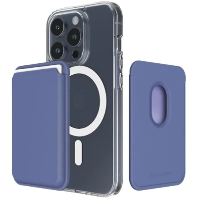 Obrázek Sinjimoru Magnetic Wallet Pro mobilní telefon, Premium Vegan kůže telefon náprsní taška MagSafe držák 3 karet kompatibilní s iPhone 16 Plus Max 15 14 13 12 série. M Viica Levandule
