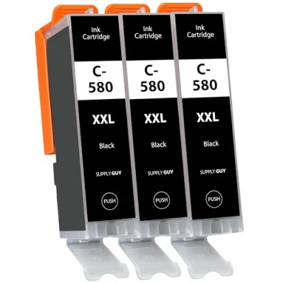 Obrázek Supply Guy 580XXL PGBK patrony do tiskárny kompatibilní s Canon PGI 580 XXL černé pro Pixma TS705 TS705a TS6350 TS6350a TS8350 TS8150 TS6351a TS6300 TR8550 TS9550 TS6150 TRTS6250 8500 cm. (3 kazety)