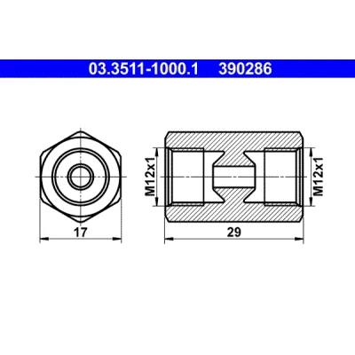 Obrázek ATE 03.3511 1000.1 adaptér, brzdové potrubí