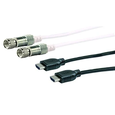 Obrázek Schwaiger HDTV SAT připojovací sada s 1x High Speed HDMI kabel Ethernetem, 1,5 m, černá &amp; 110 dB, bílý