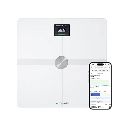 Obrázek WITHINGS Body Smart WLAN digitální osobní váha / na měření tělesného tuku pro rozšířené složení těla vč. svalové hmoty, podíl vody, hustota kostí
