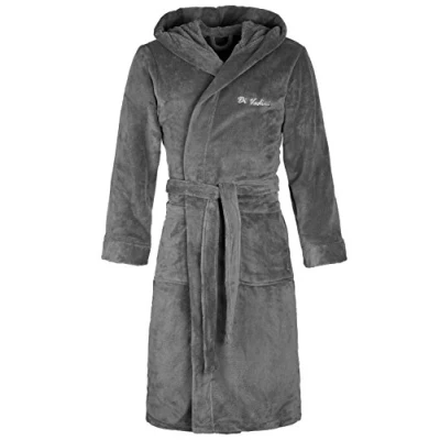 Obrázek Di Vadini Unisex pánský dámský župan Florence s kapucí I ranní nadýchaný noční prádlo z ušlechtilého mikrovlákna Öko Tex Standard 100 kimono výběrem barev a velikostí XXS 5XL, modrá
