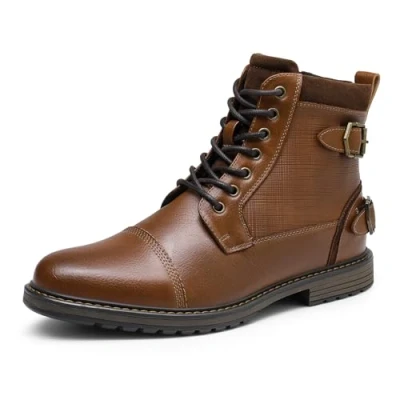 Obrázek Bruno Marc pánské motocyklové boty motorkářské šněrovací z umělé kůže Chukka Boots Zipper Closure Biker pánské, Velbloud