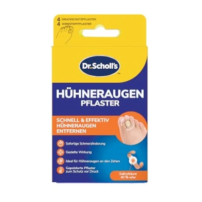Obrázek Scholl Náplast na odstranění kuřích ok obsahuje 4 náplasti z očí a ochranu proti tlaku pro okamžitou úlevu od bolesti dermatologicky testované voděodolné, 8 kusů