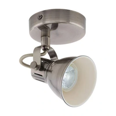 Obrázek EGLO LED nástěnná lampa Seras, stropní průmyslová, zářič z kovu, do obývacího pokoje v niklové antice, chodby, bodové světlo vč. osvětlovacího prostředku GU10, teplá bílá