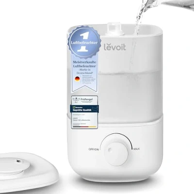 Obrázek LEVOIT zvlhčovač vzduchu Top Fill do 25 h ložnice, dětského pokoje, tichý 23 dB pro dětské rostliny, s tryskou otočnou o 360, automatické vypnutí