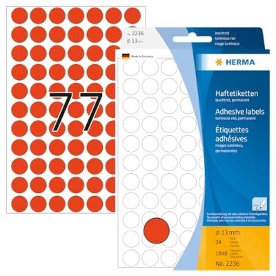Obrázek Víceúčelové etikety od Herma, Ø 13 mm, kulaté, papírové, matné