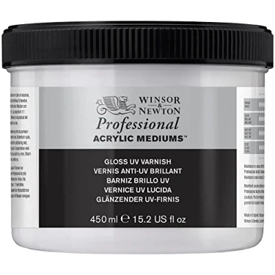 Obrázek Winsor &amp; Newton 3050929 UV lak lesklý, ochranná vrstva pro akrylové obrazy 450ml láhev