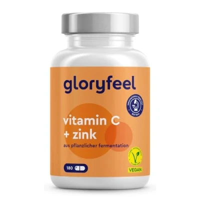 Obrázek Vysoká dávka vitaminu C 1000 mg + zinek 20 180 kapslí rostlinně fermentované a pufrované (pH neutrální, bez kyselin, šetrné k žaludku) laboratorně testováno, vegansky vyrobeno přísad
